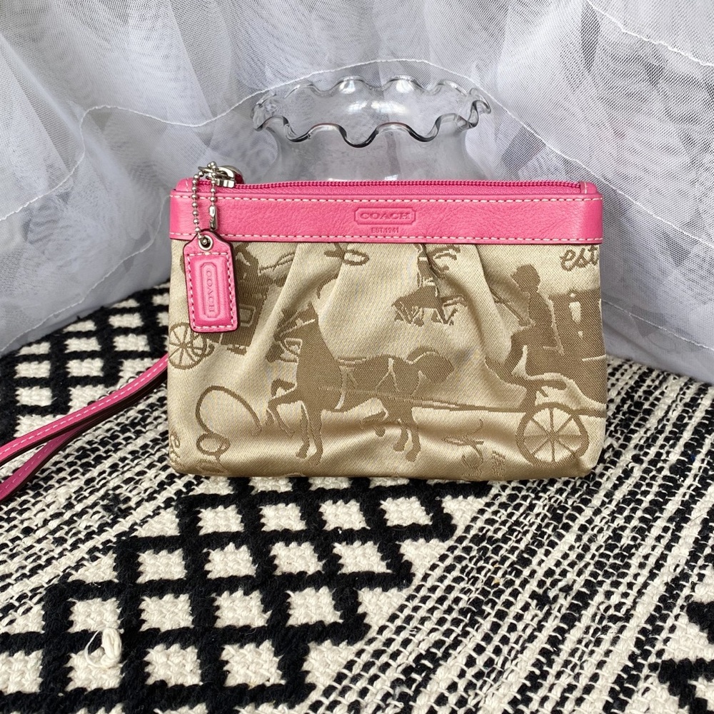Coach Pleated Horse and Carriage Wristlet
